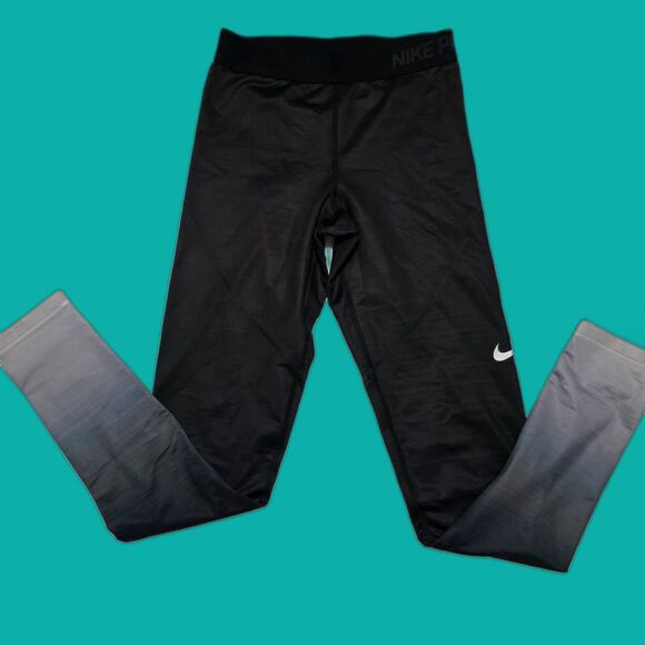 Nike Pro Hyperwarm Black Ombre Leggings Small - Picture 1 of 3